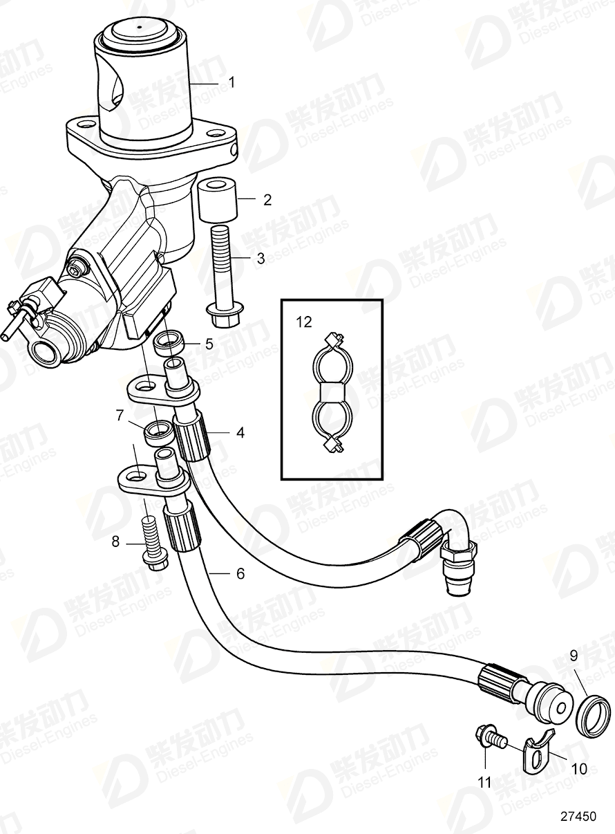 VOLVO Oil hose 21865864 Drawing
